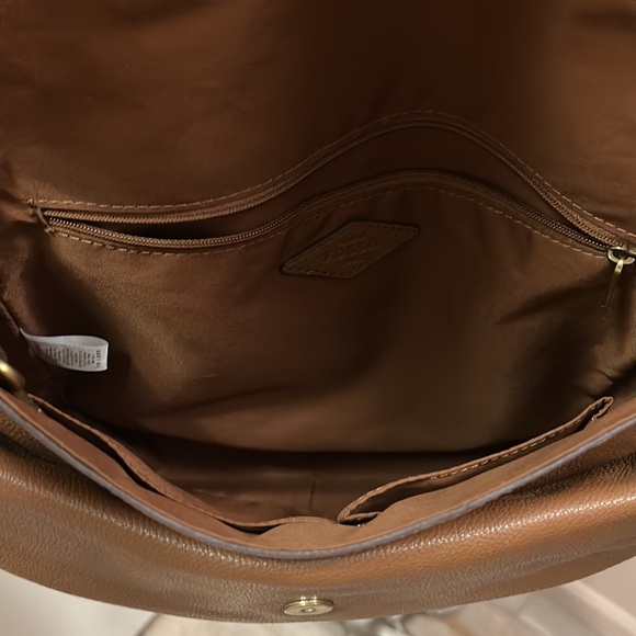 Fossil Peyton Pebble leather Double Flap crossbody bag in Cognac color - Picture 5 of 16